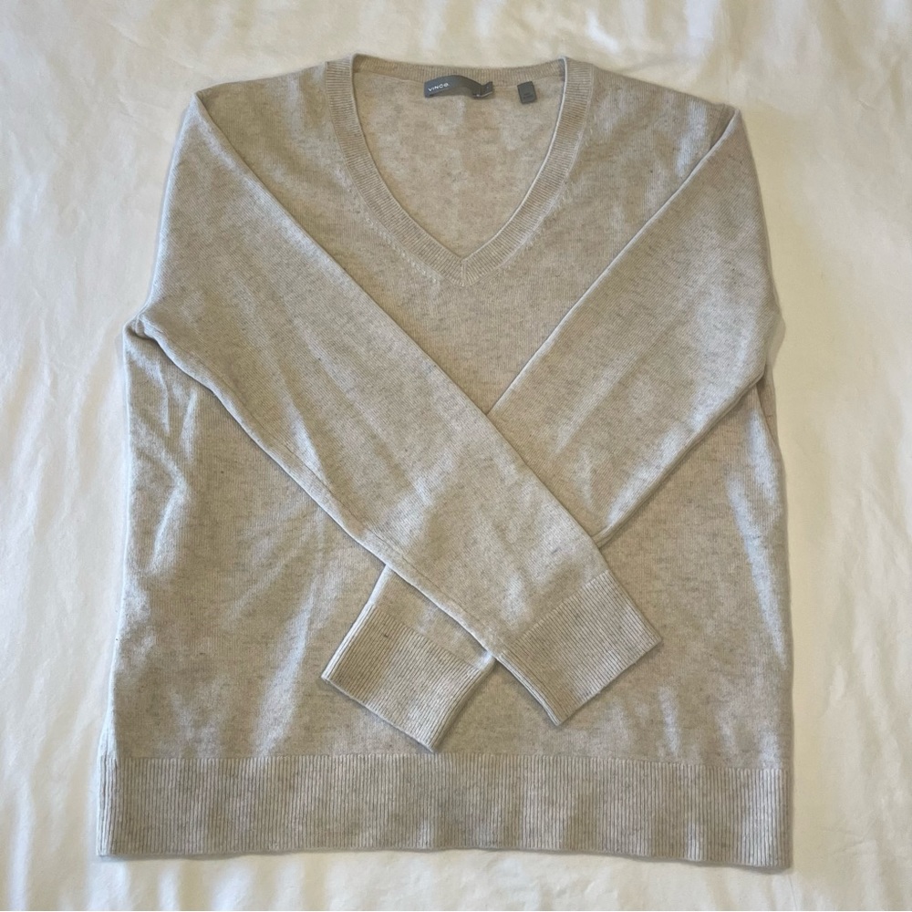 Vince Light Gray V Neck Sweater